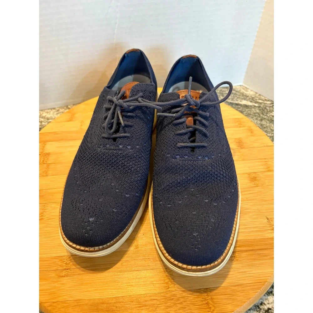 Cole Haan Mens ZERØGRAND Knit Oxford Dress‎ Shoes - Blue, Size 9M